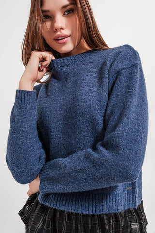 Pull 2 en 1 avec sous-chemise en bleu marine