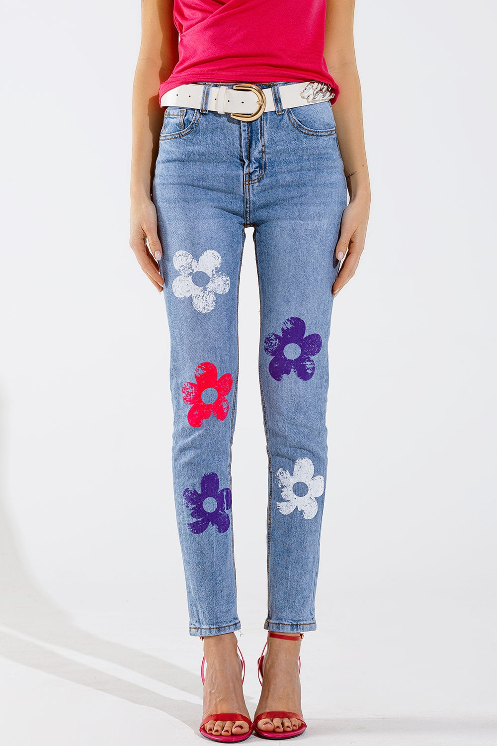5 Pocket Jeans skinny With Flower Detail - Jeans
