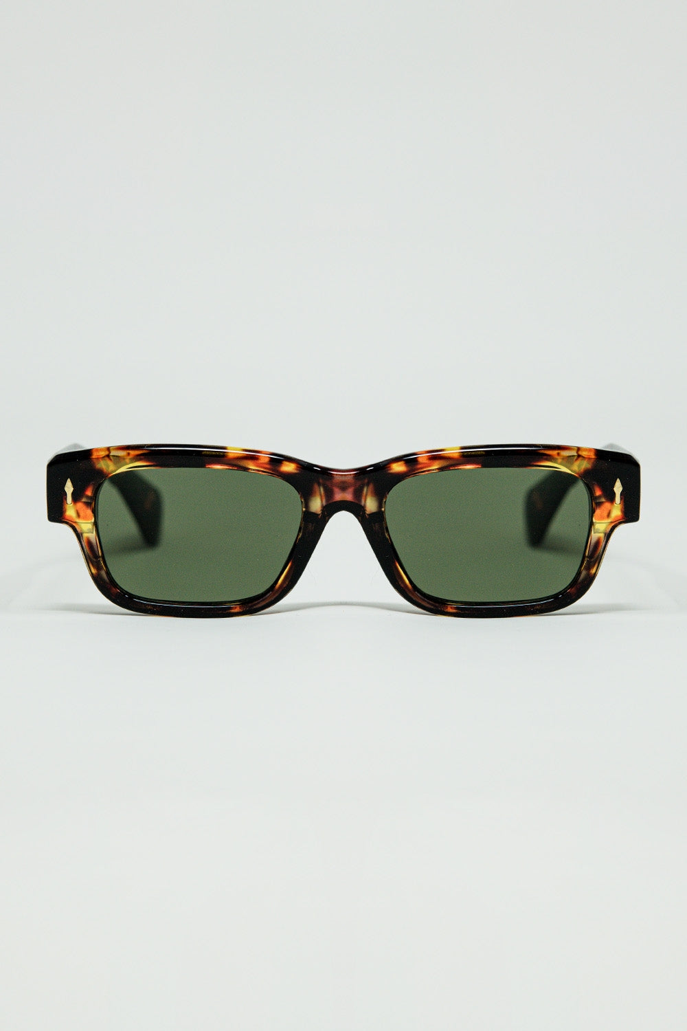 Amber Sunglasses with Dark Green Oval Lenses - Sunglasses