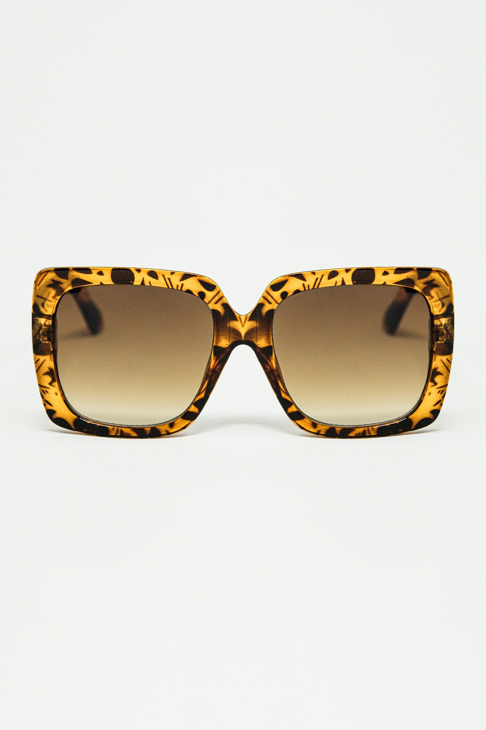 Q2 animal print square frame sunglasses