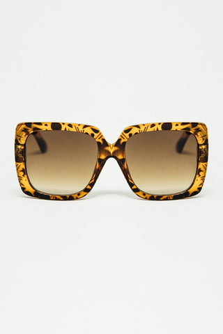 animal print square frame sunglasses