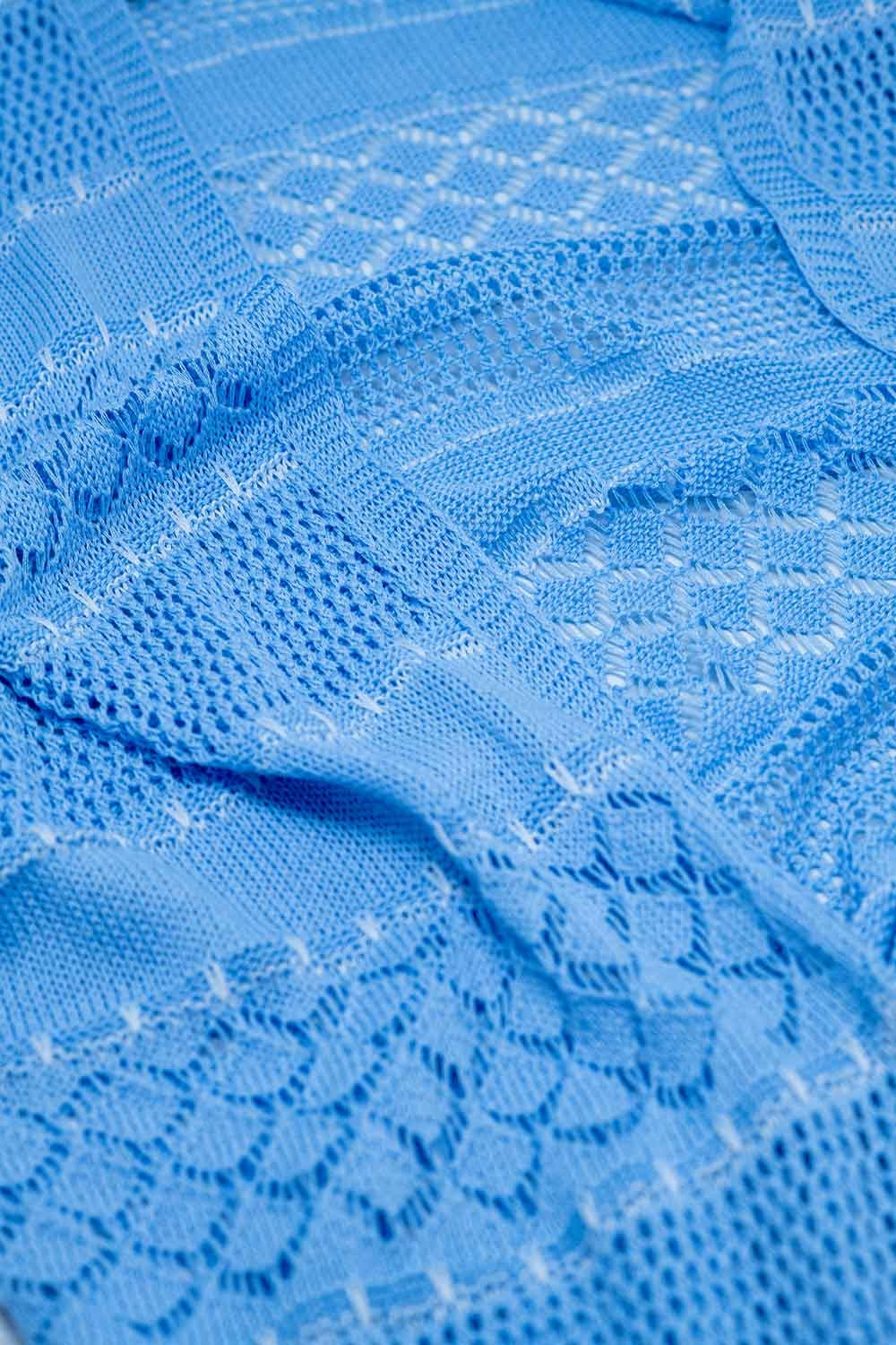 Baby Blue Crochet Maxi Cardigan With Long Sleeves Q2 Sweaters BoutiqueLua