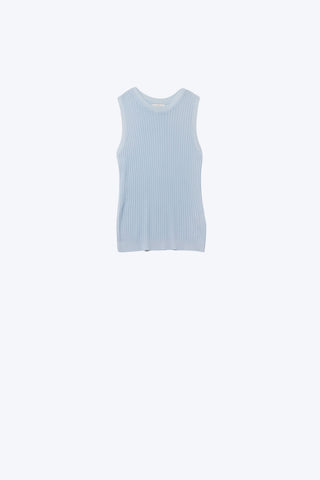 Baby Blue Sleeveless Ribbed knit Top