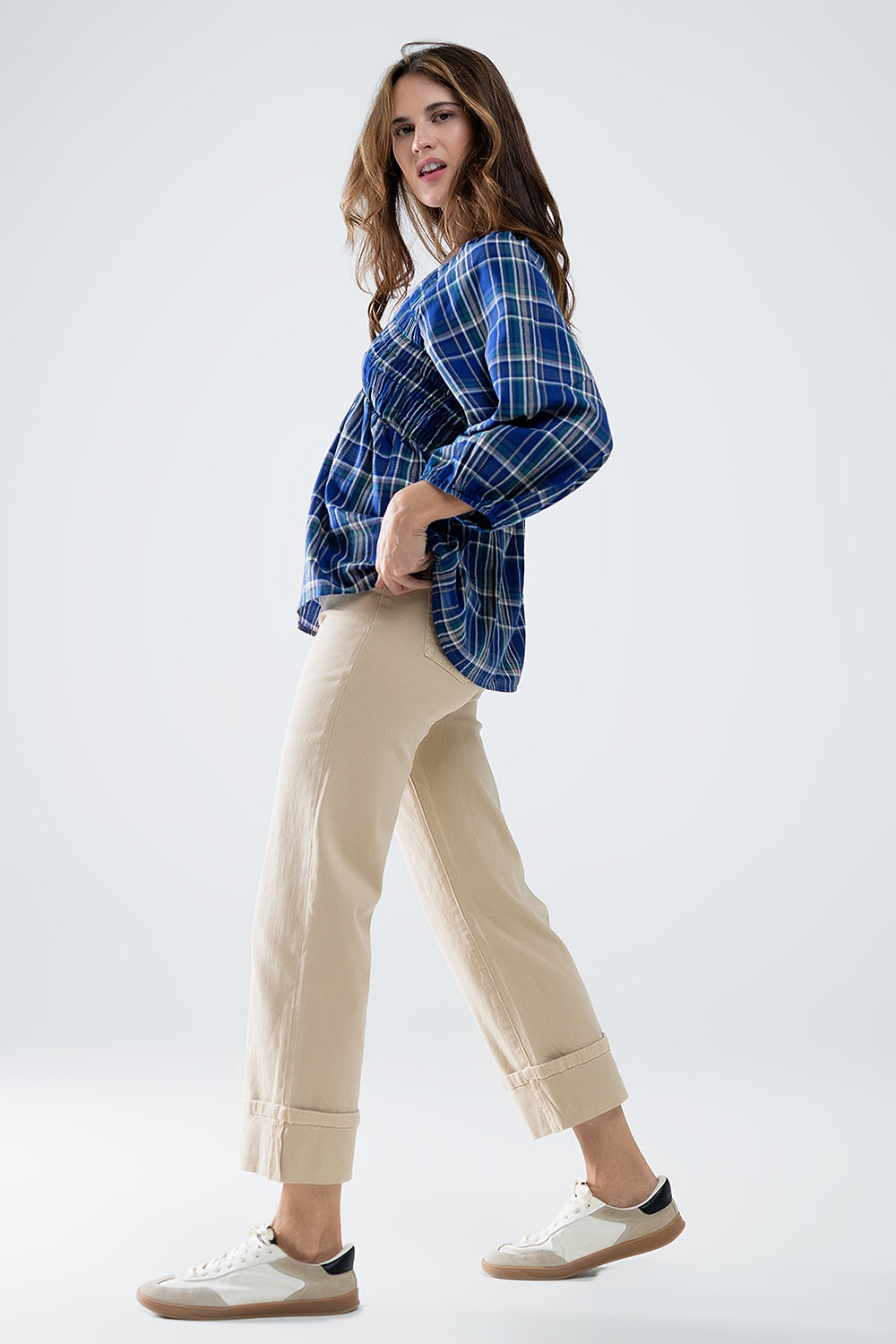 Babydoll Plaid Shirt in Blue and Green - Shirts