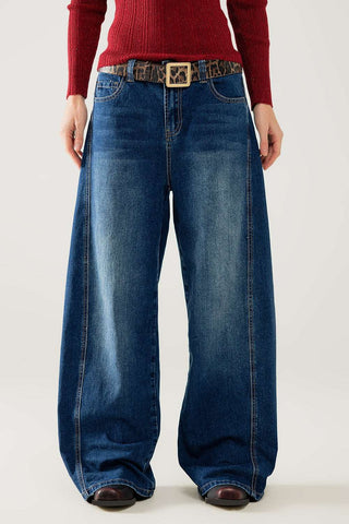 baggy balloon jeans in mid wash