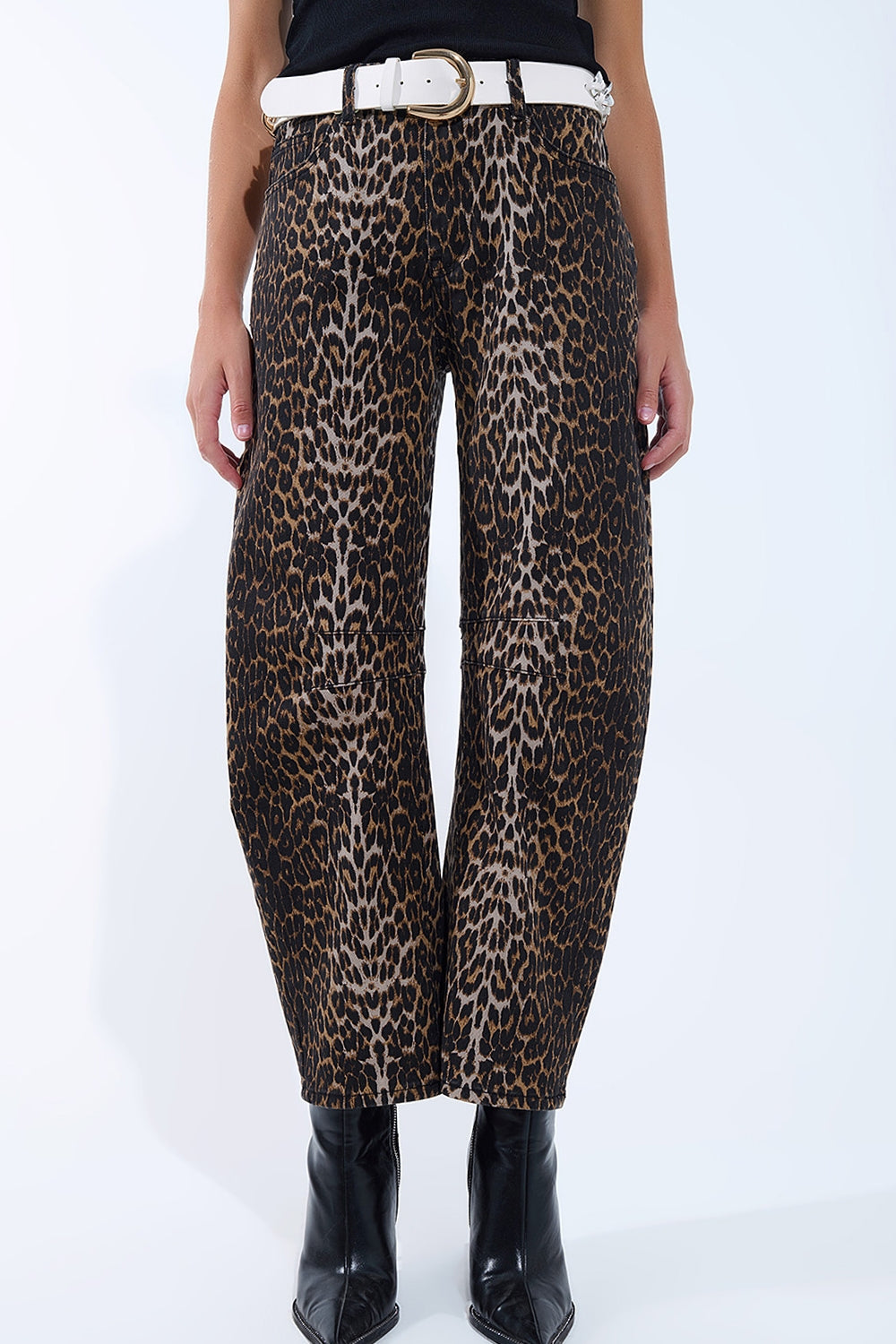 Barrel Leopard Print Jeans - Jeans