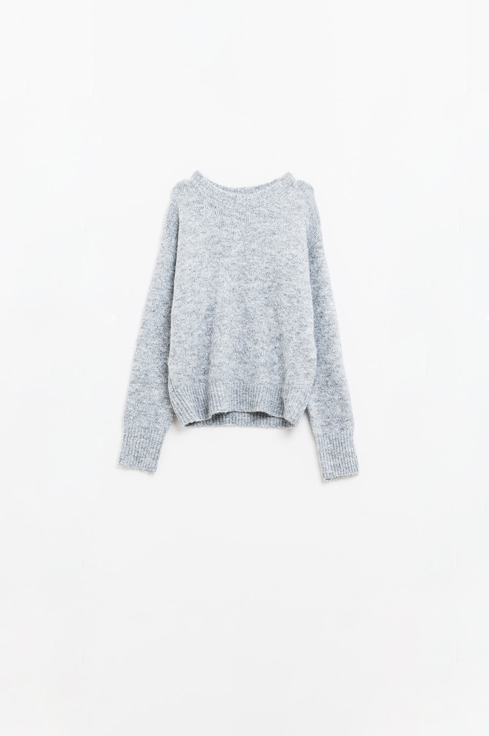 Pull en maille ras du cou basique en gris