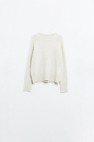 Pull ras du cou basique en tricot de couleur crème