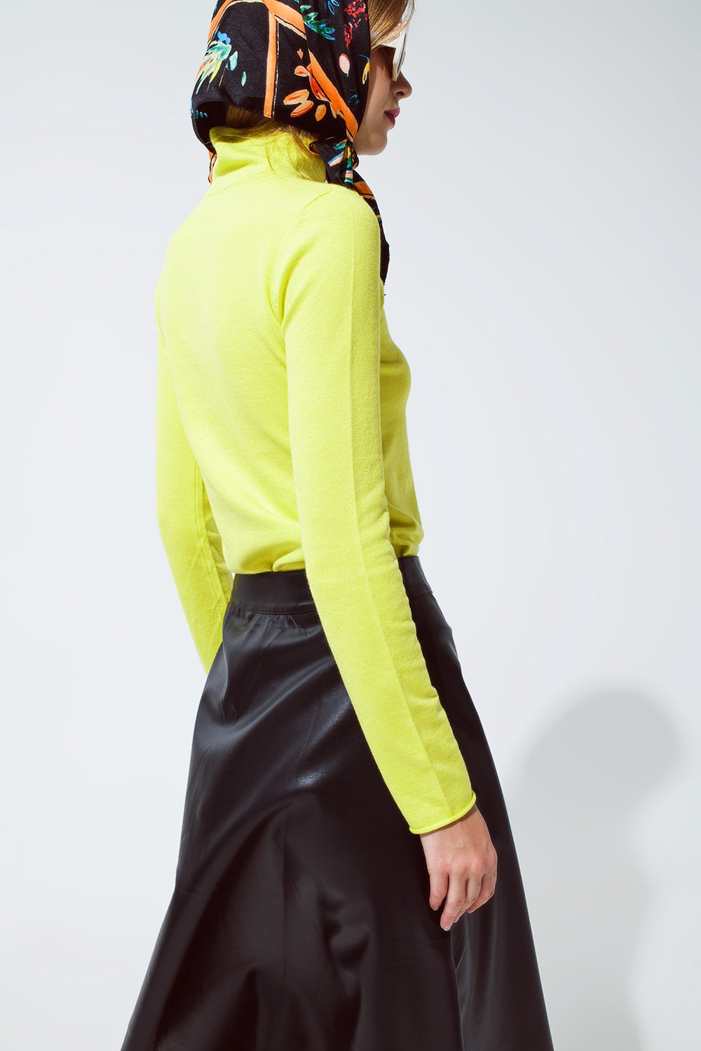 Basic lime Green fine knit bodycon sweater Q2 Sweaters BoutiqueLua