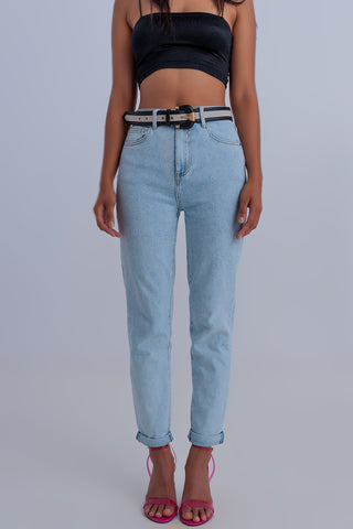 Mom jeans básica azul claro