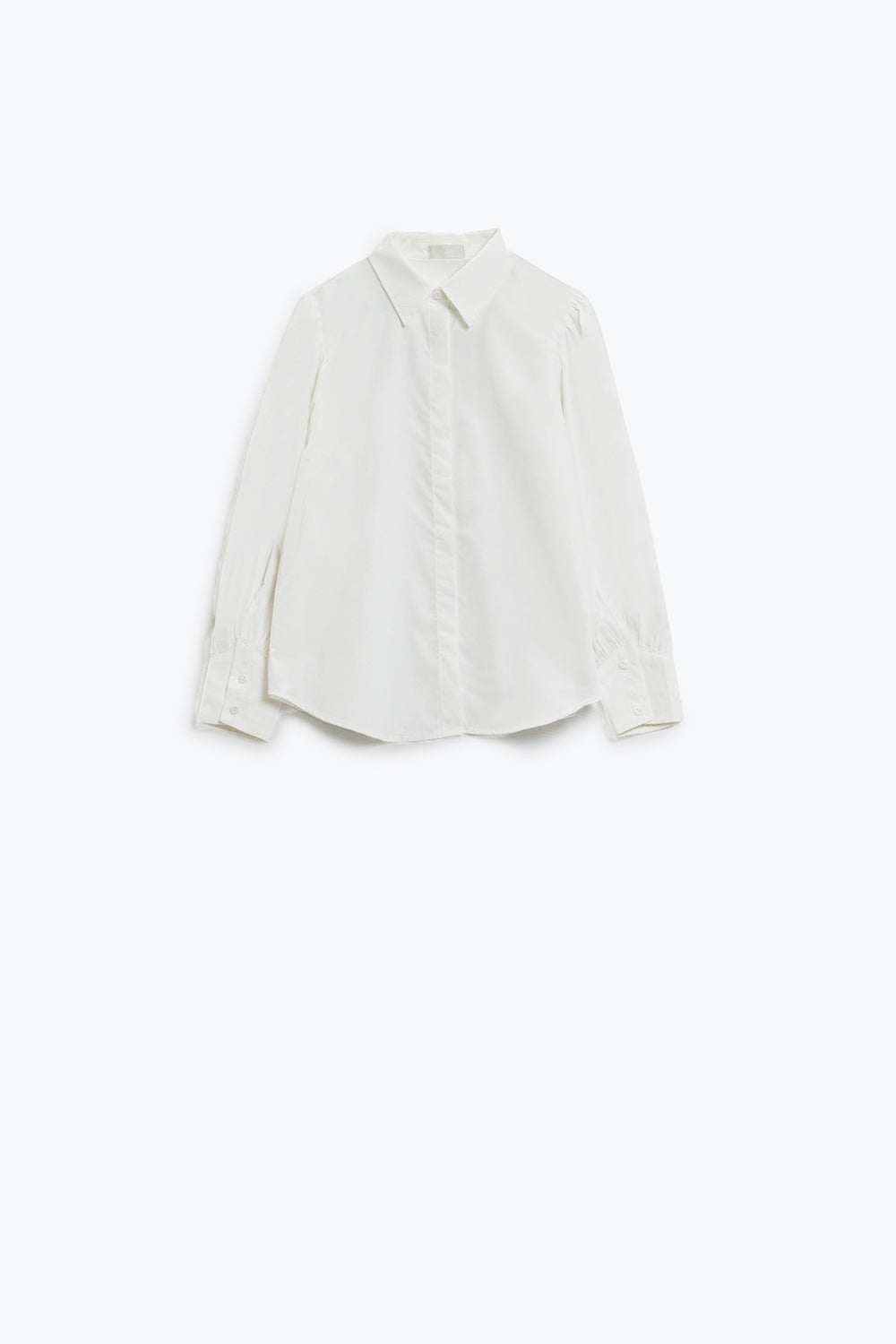 Basic poplin White shirt with balloon long sleeves - Shirts