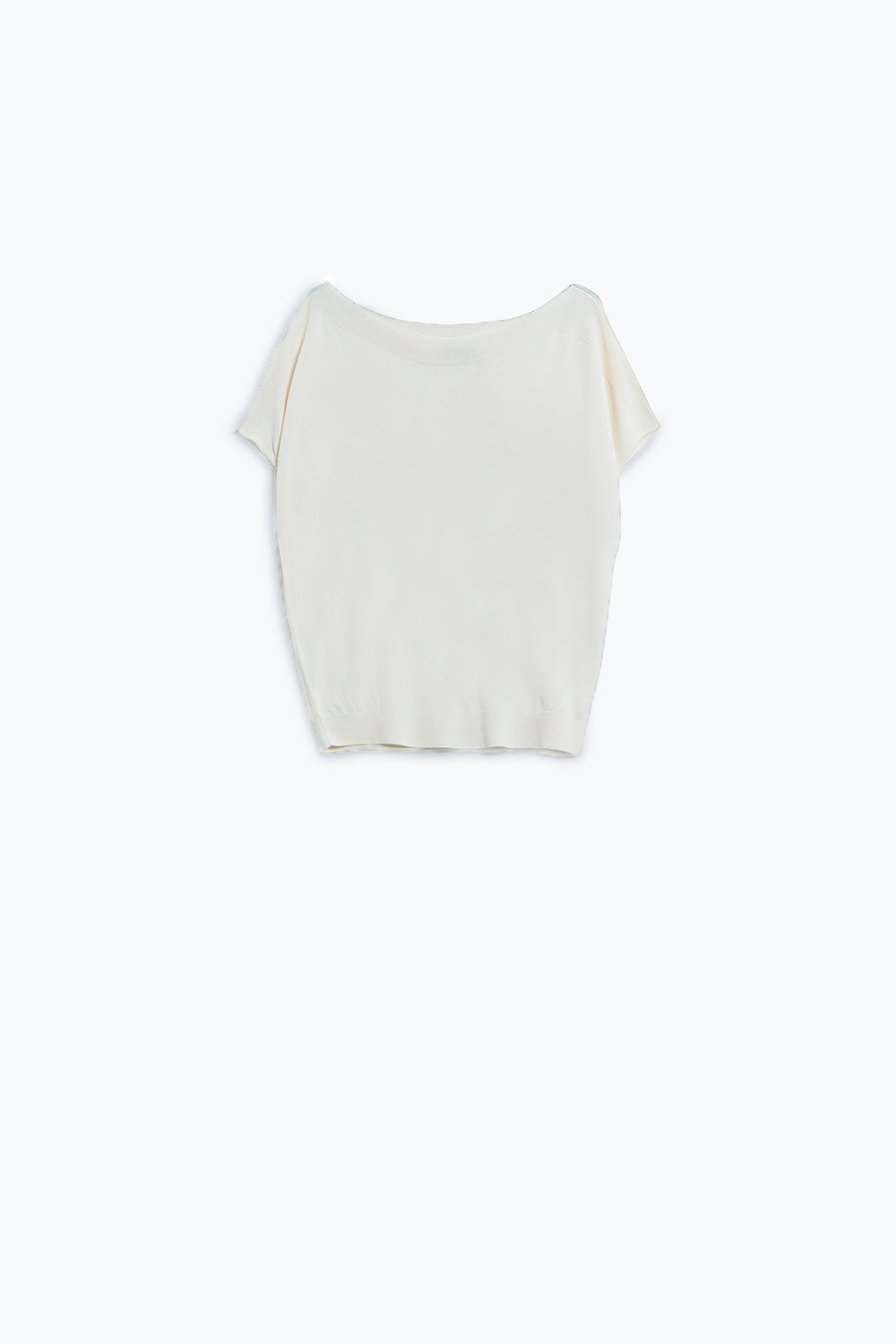 Beige boat neck relaxed sweater - T-shirts