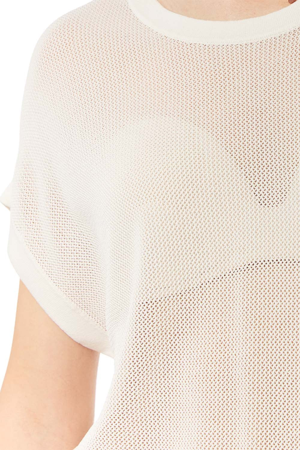 grid knit sweater in beige color - Jumpers