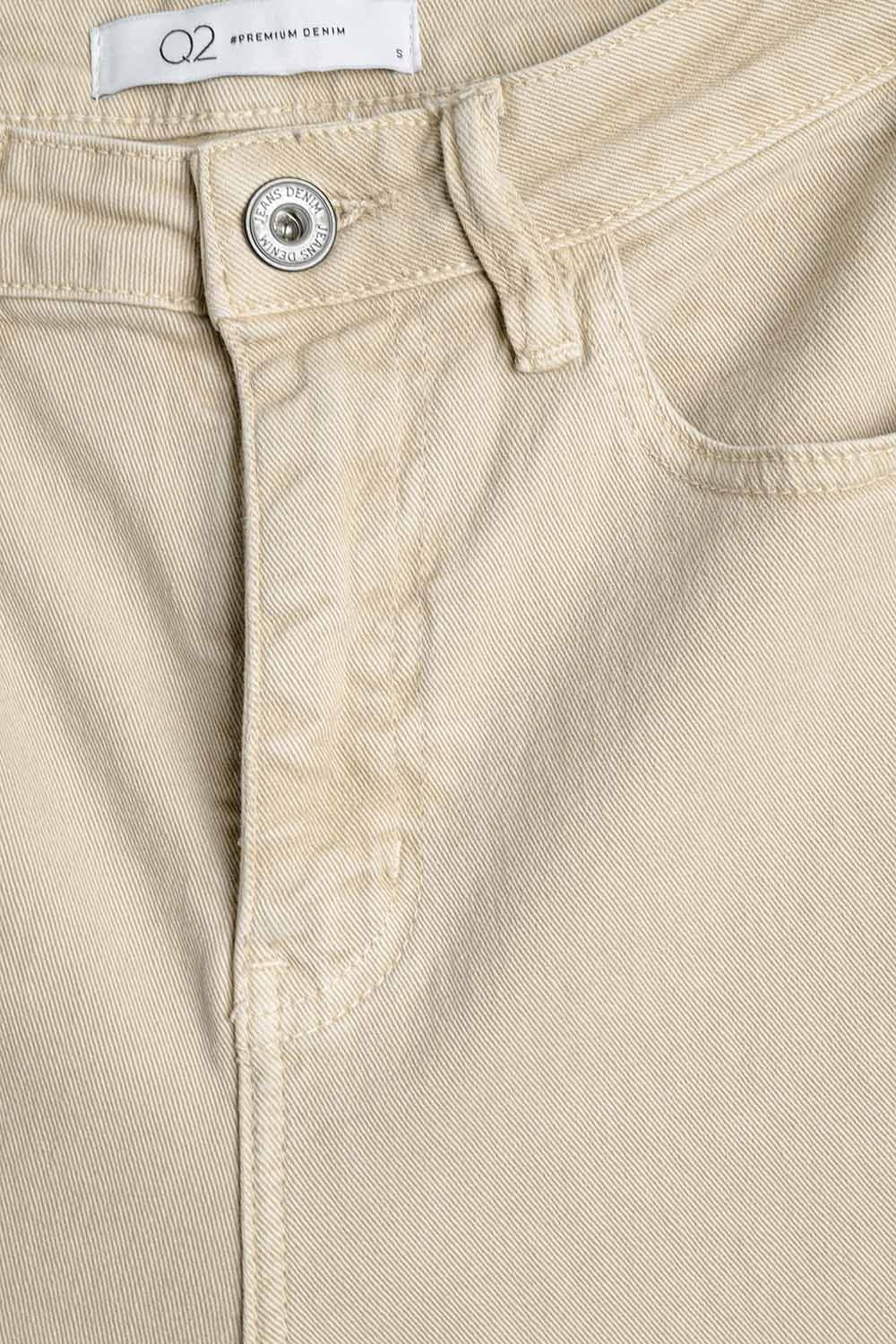 Beige Straight leg Pants with cropped hem - Jeans