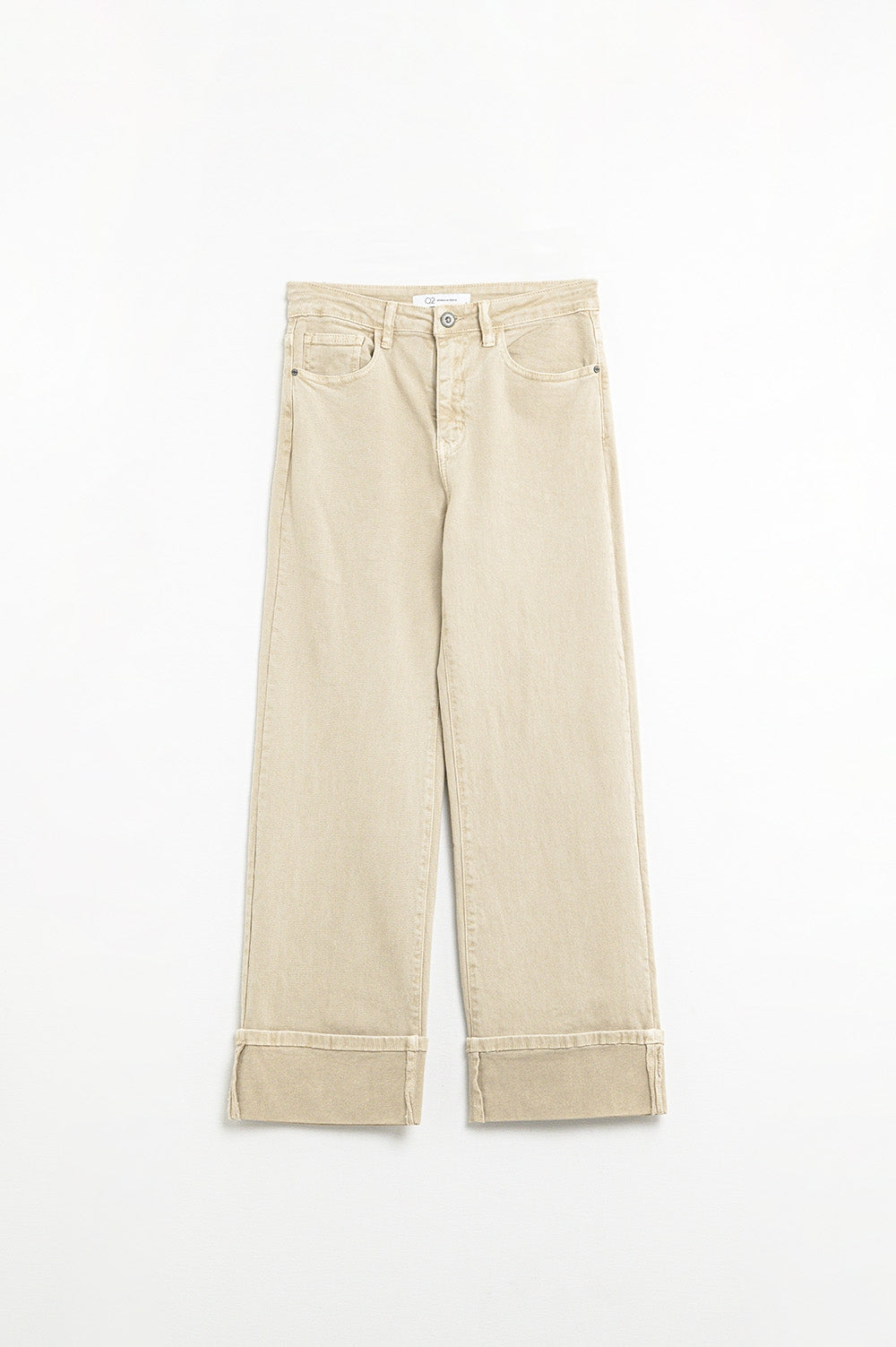 Beige Straight leg Pants with cropped hem - Jeans