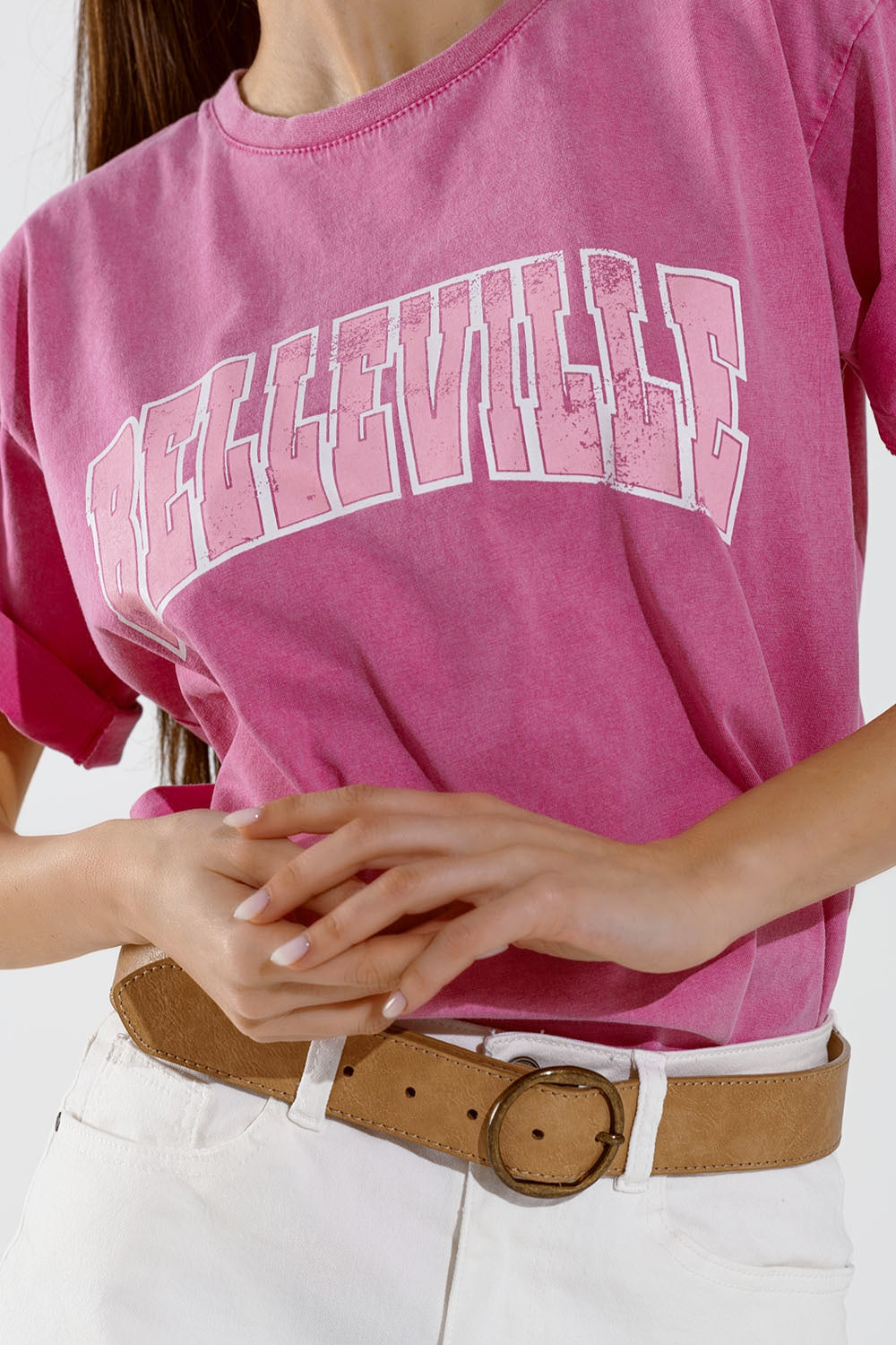Belleville T-Shirt With Washed Effect In Pink - T-Shirts
