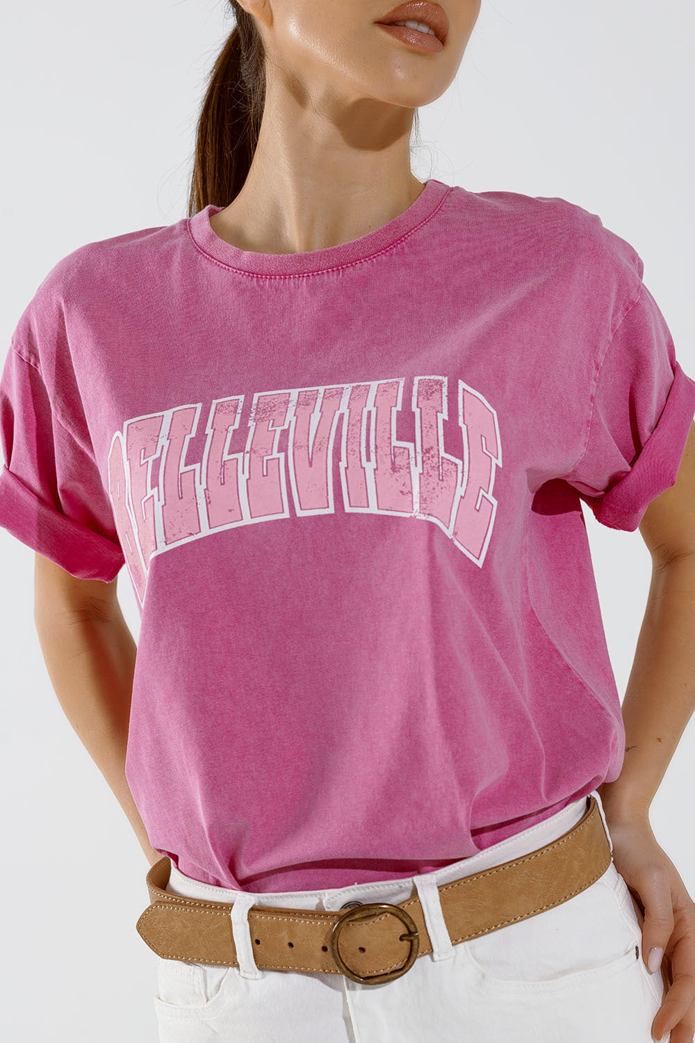 Belleville T-Shirt With Washed Effect In Pink - T-Shirts