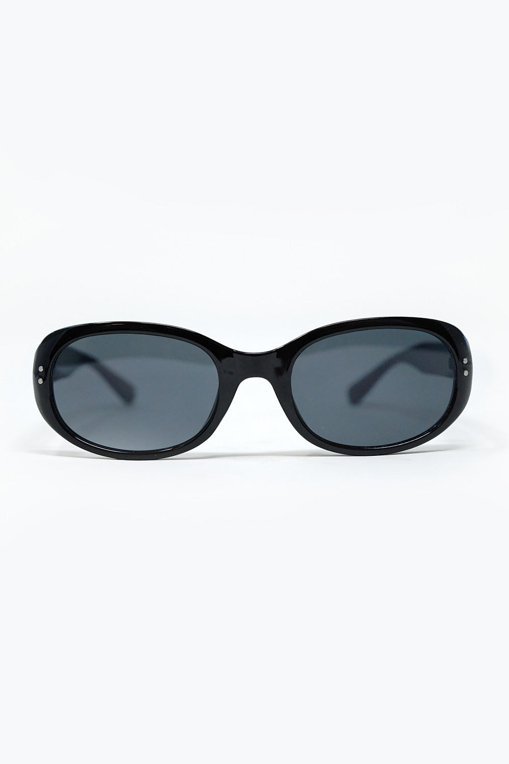Black Acrylic Oval Oversized Sunglasses -