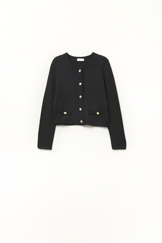 Black Cardigan with Gold Buttons