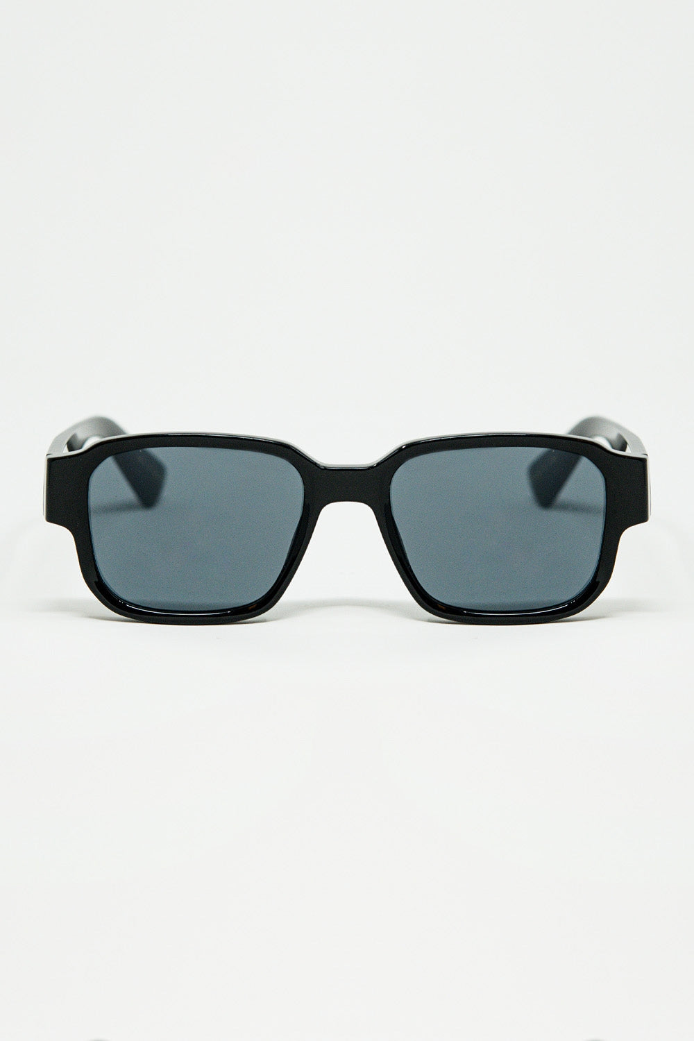 Black Chunky Square Sunglasses In Crystal Grey - Sunglasses