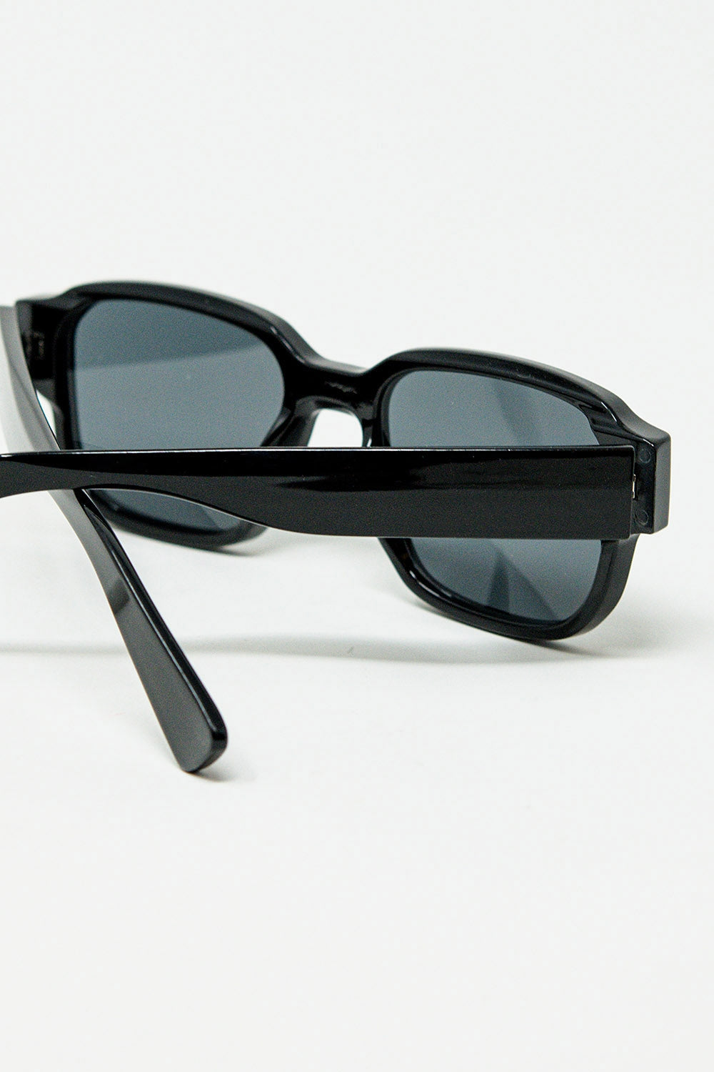 Black Chunky Square Sunglasses In Crystal Grey - Sunglasses