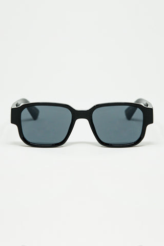 Black Chunky Square Sunglasses In Crystal Grey