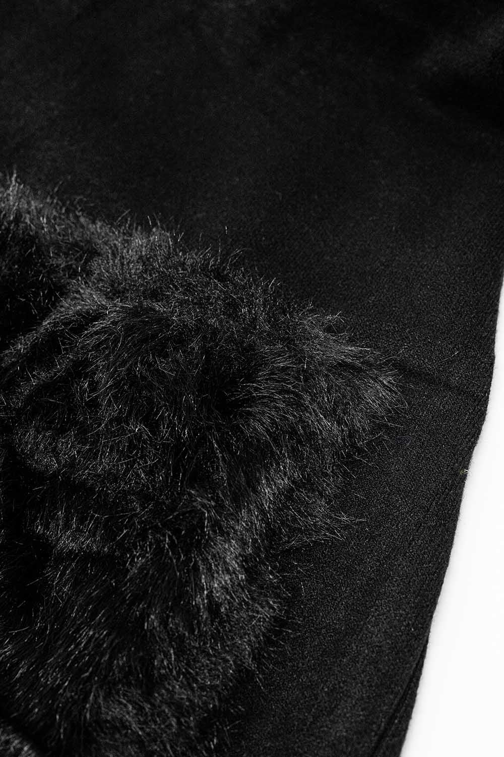 Black High quality knitted maxi cardigan with fur pockets - Cardigans