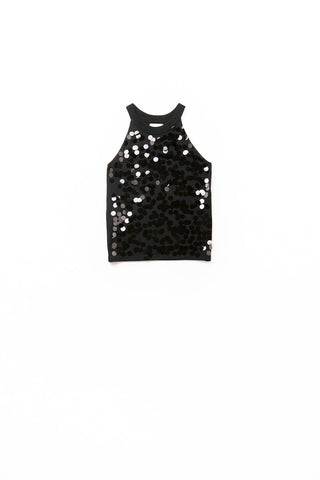 black knit top with sequin detail