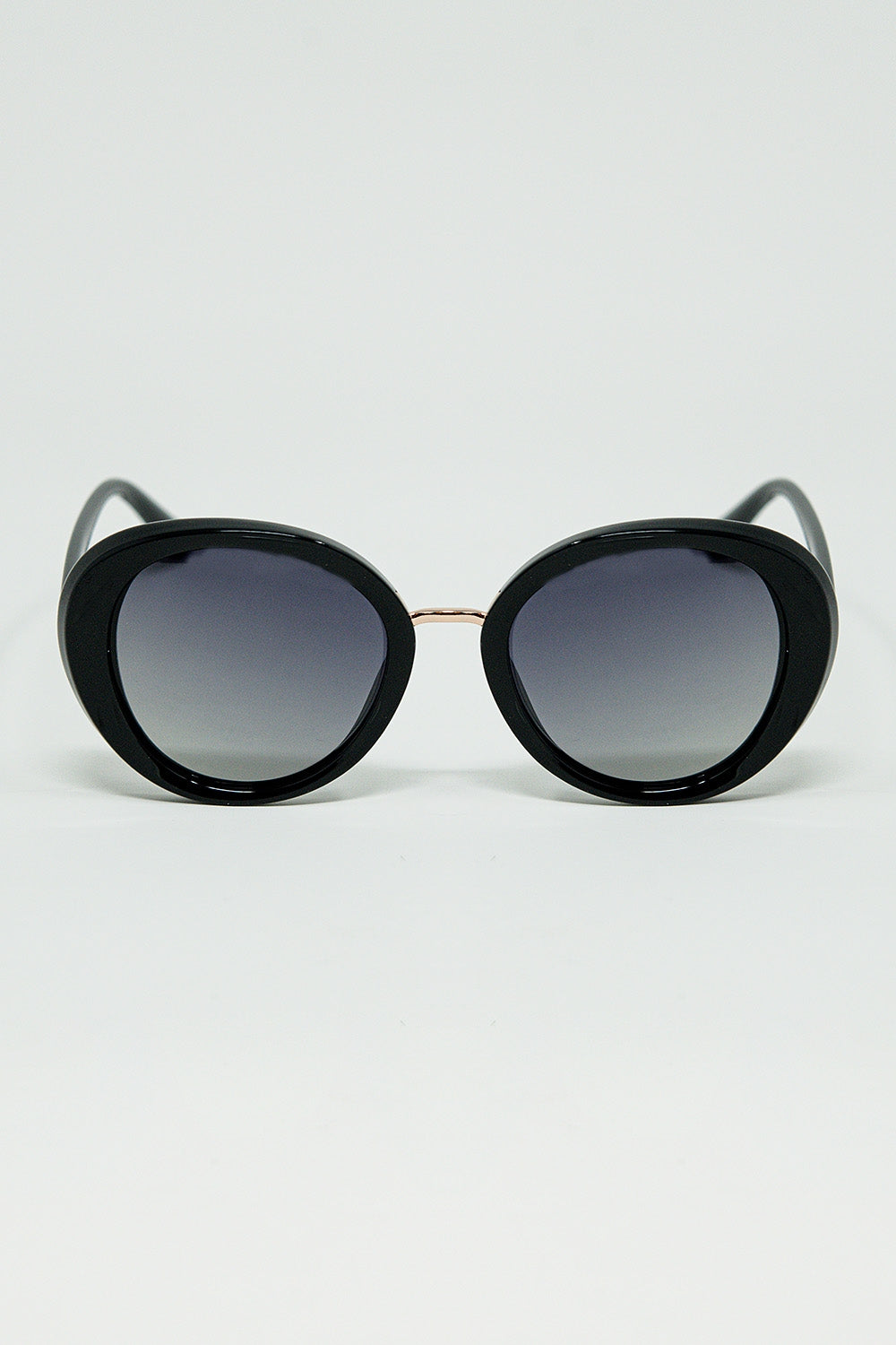 Black Oval Shaped Sunglasses with metal gold detail - Sunglasses