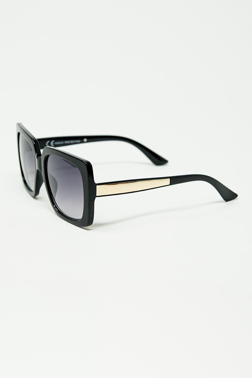black Oversized square sunglasses with golden metallic detail Q2 BoutiqueLua