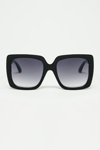 black Oversized square sunglasses with golden metallic detail
