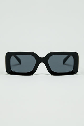 Black square sunglasses with brown animal print on the side