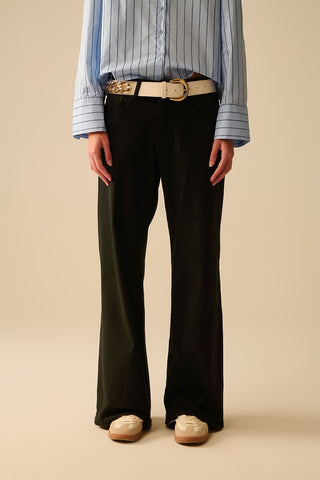 Black Straight Pants wide leg
