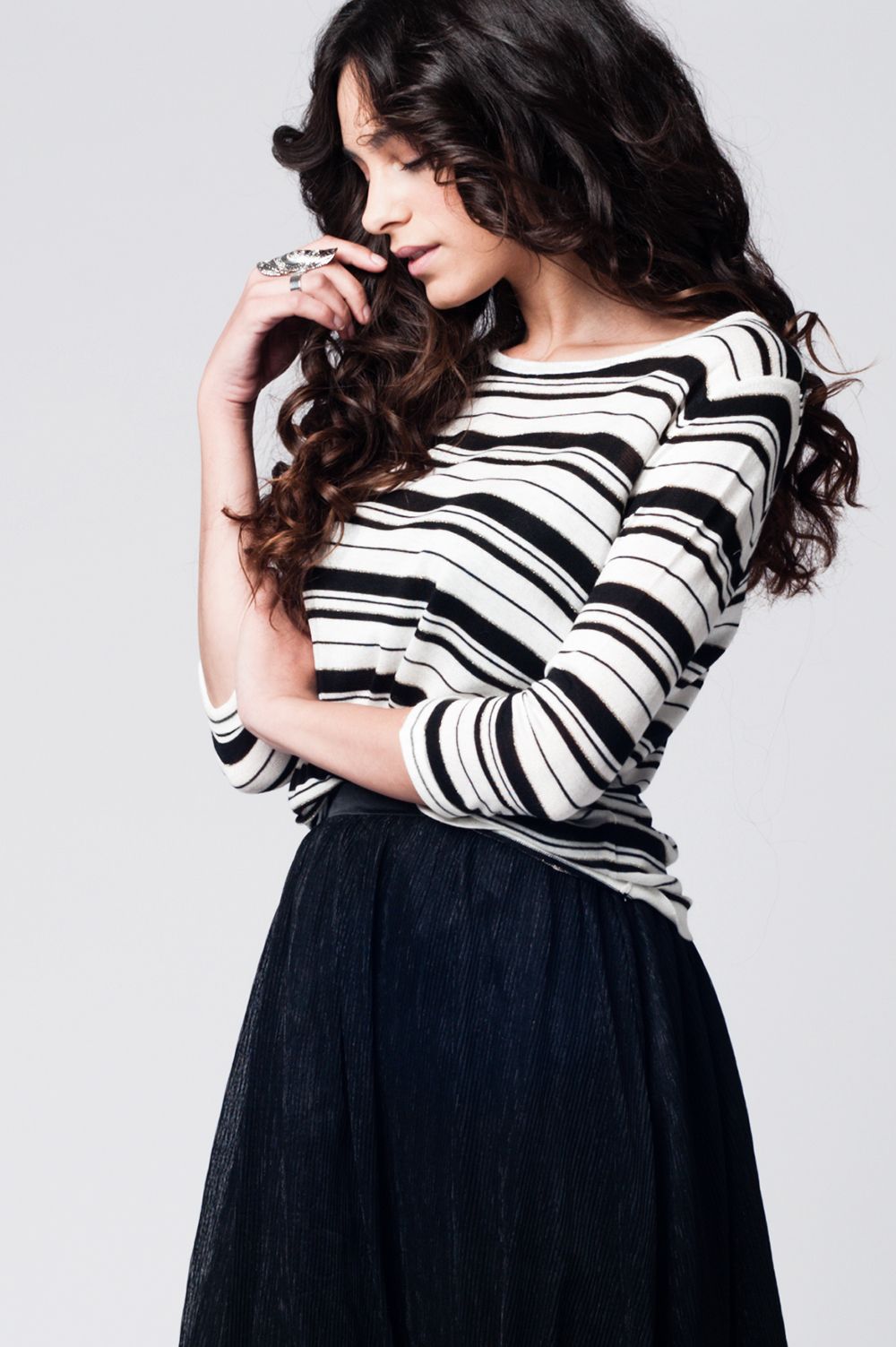 Black striped knit sweater - Jumpers