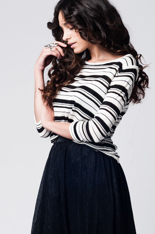 Pull en maille rayé noir