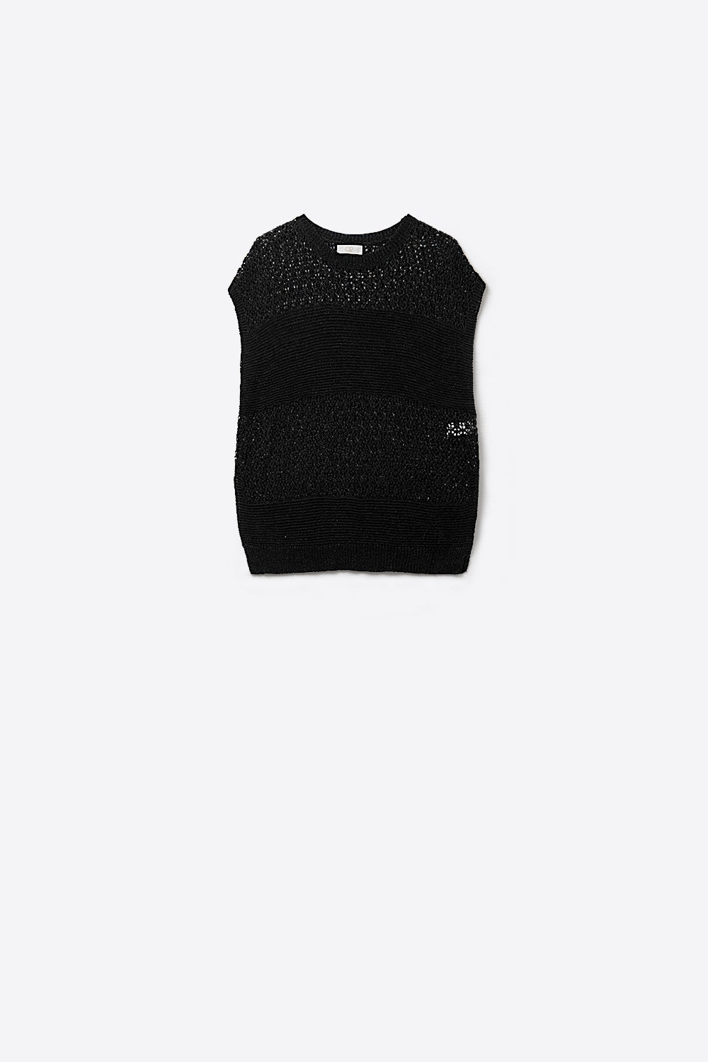 Black sweater with soft open knit and dropped sleeves - Jumpers