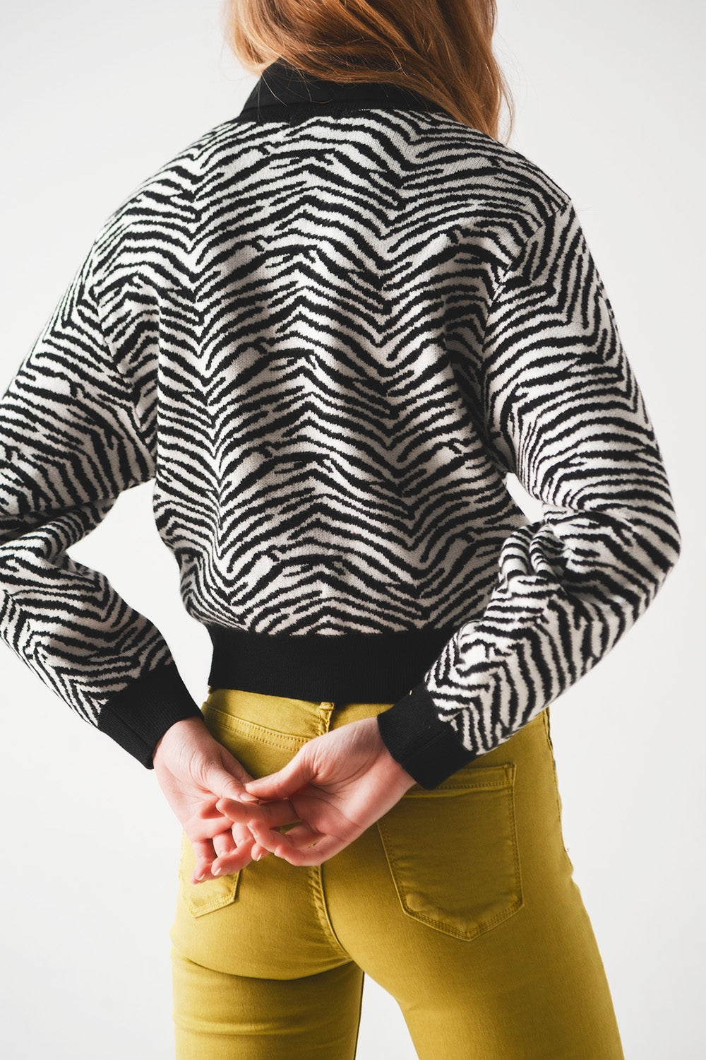 Black sweater with zebra pattern Q2 Sweaters BoutiqueLua