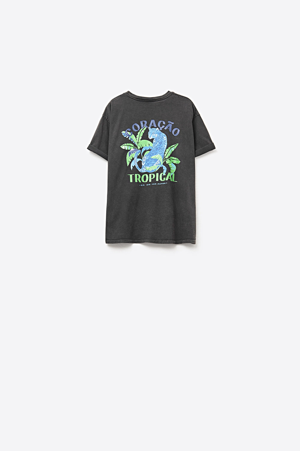 Black t-shirt made in Italy with tropical graphic print - T-Shirts