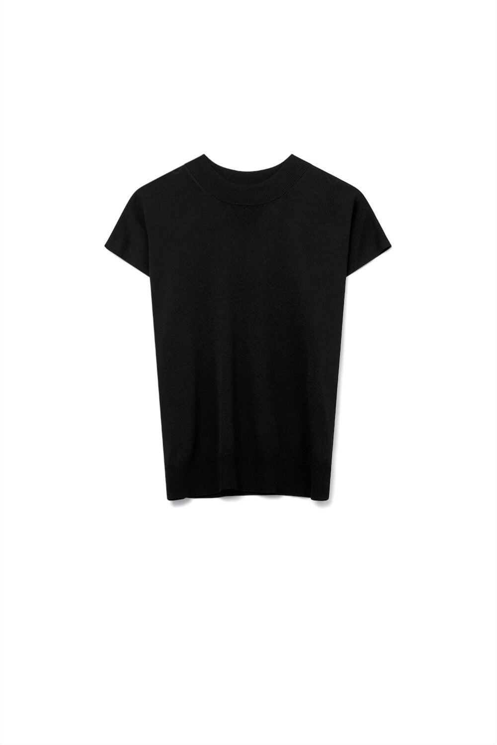 Black turtleneck sweater with fitted short sleeves - Jumpers