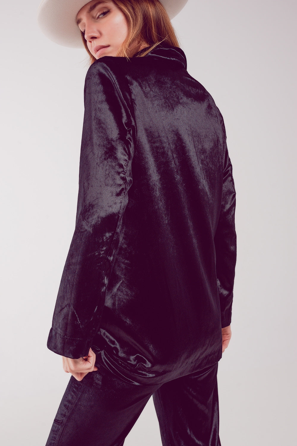 Black velvet oversized blazer - Blazers