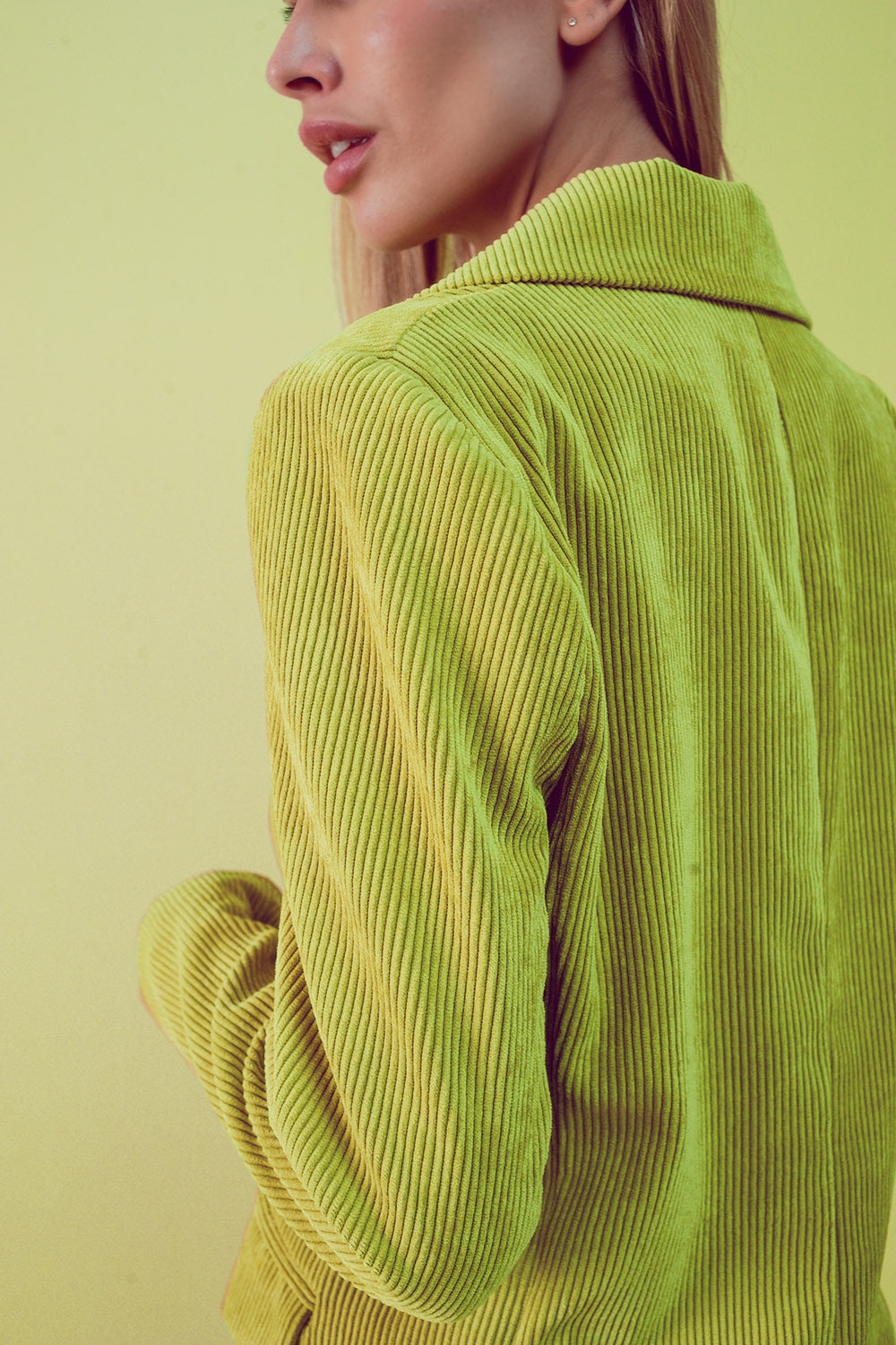 Blazer with vintage buttons in lime cord - Blazers