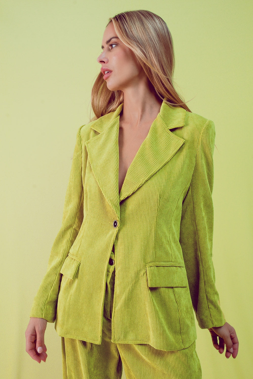 Blazer with vintage buttons in lime cord - Blazers