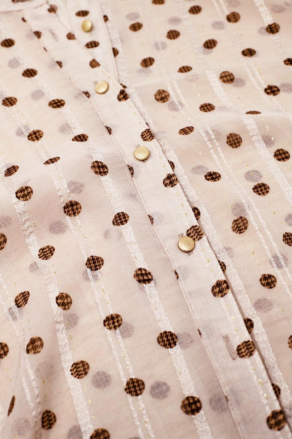 Blouse with balloon sleeves and polka dots in Beige - Blouses