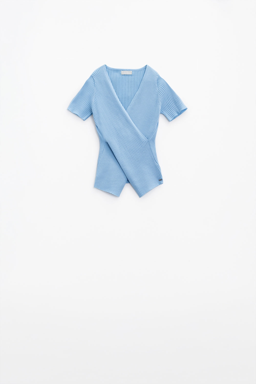 Blue sweater with crossed front and V-neck - T-shirts