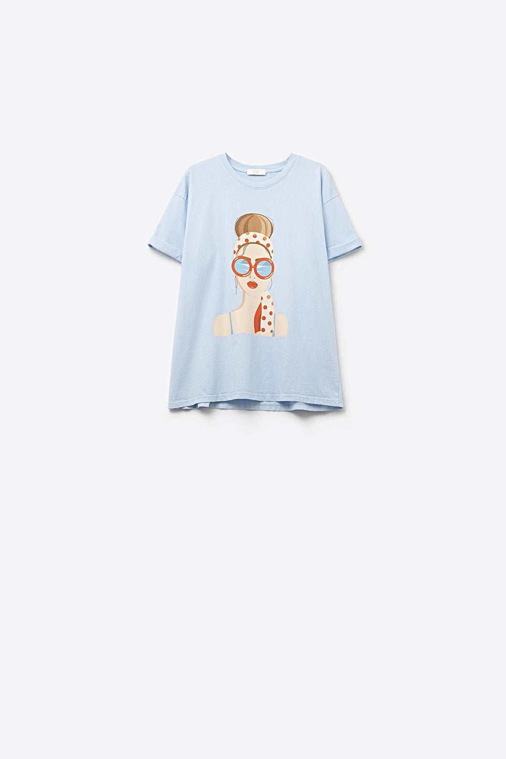 blue T-shirt made in Italy with a vintage girl graphic - T-Shirts