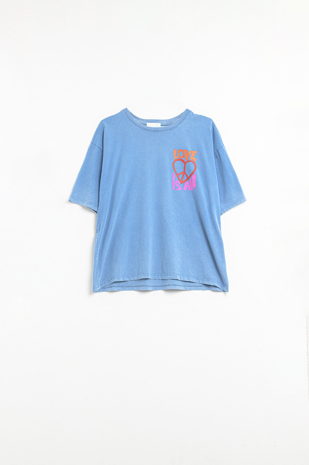 Blue T-Shirt made in italy with Love is Air and Heart with Peace logo - T-Shirts