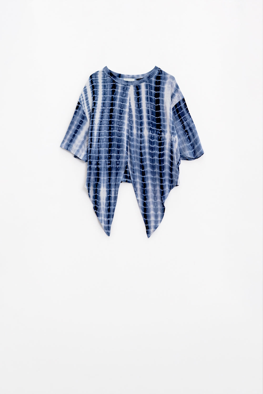 Blue Tie Dye printed t-shirt with knot on the front - T-Shirts