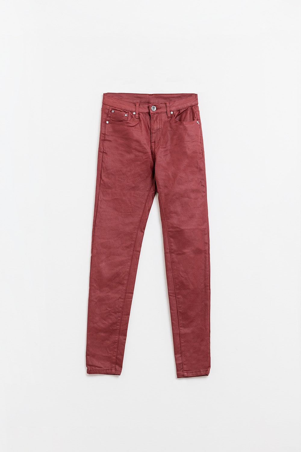 Bordeaux Faux Leather Super Skinny Pants - Trousers