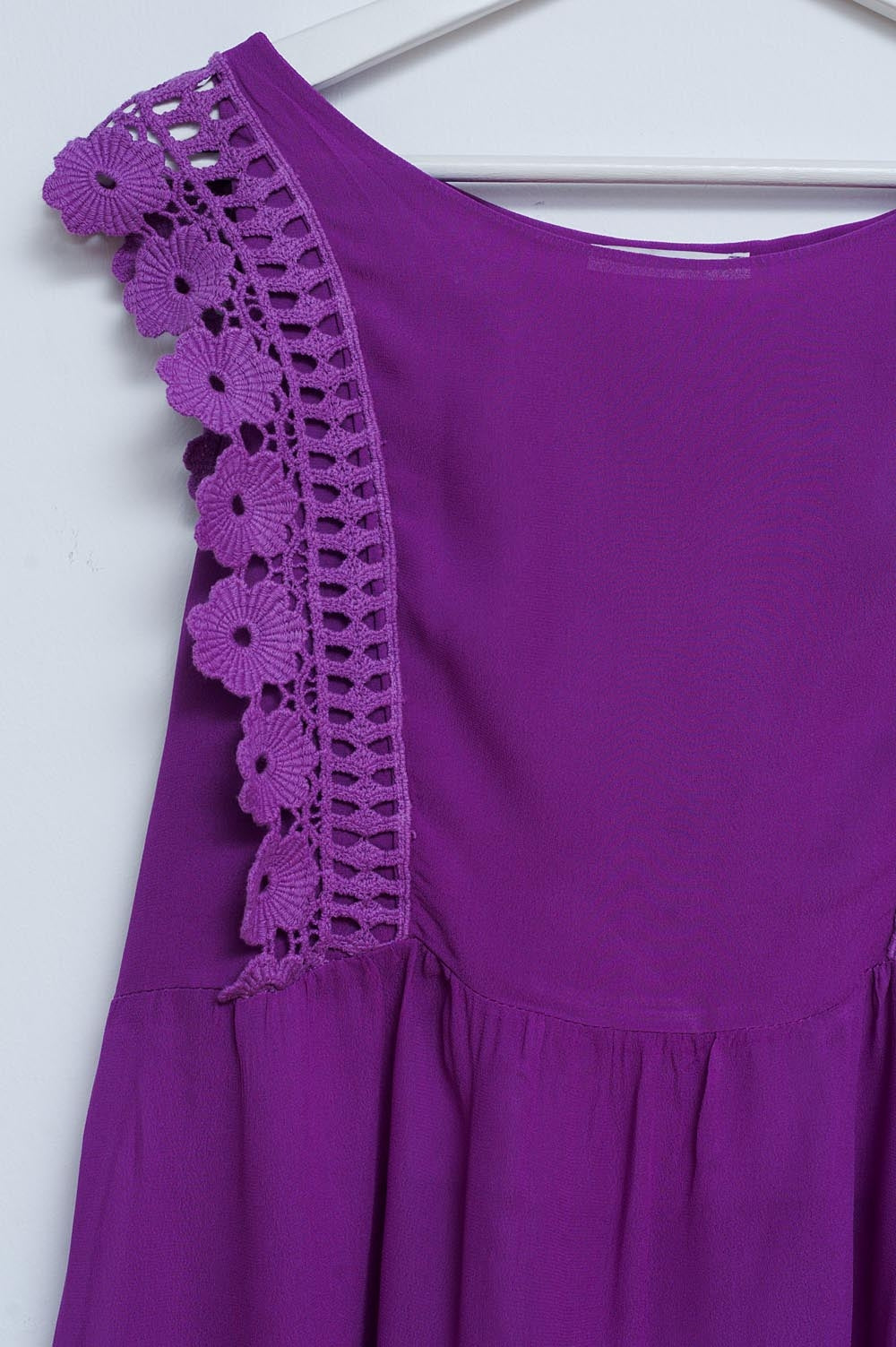 Broderie frill detail top in purple - Tops