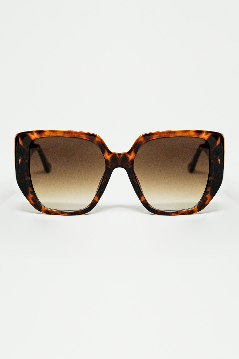 Brown pin-up style sunglasses with geometric design and cat eyes - Sunglasses